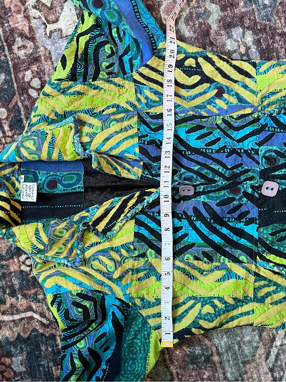 Womens Vintage Y2K Multicolor Quilted Patterned Jacket Size M - Picture 6 of 6